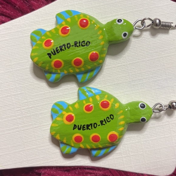 Puerto Rico artisanal turtle earrings 🐢 🌺 🇵🇷 - Picture 4 of 17